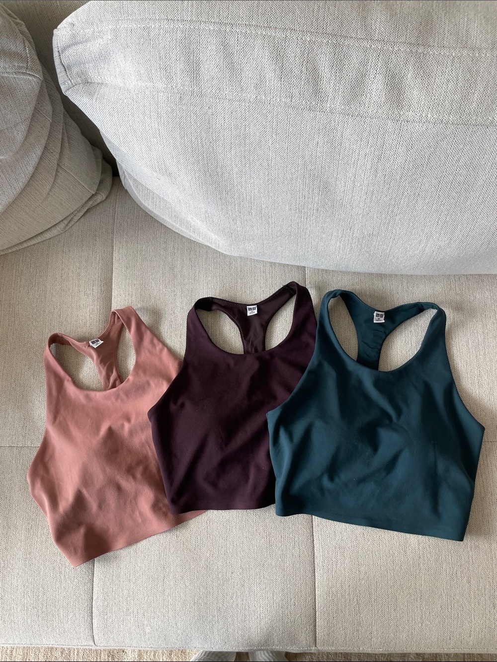 3-Pack Racerback Crop Tanks Uniqlo